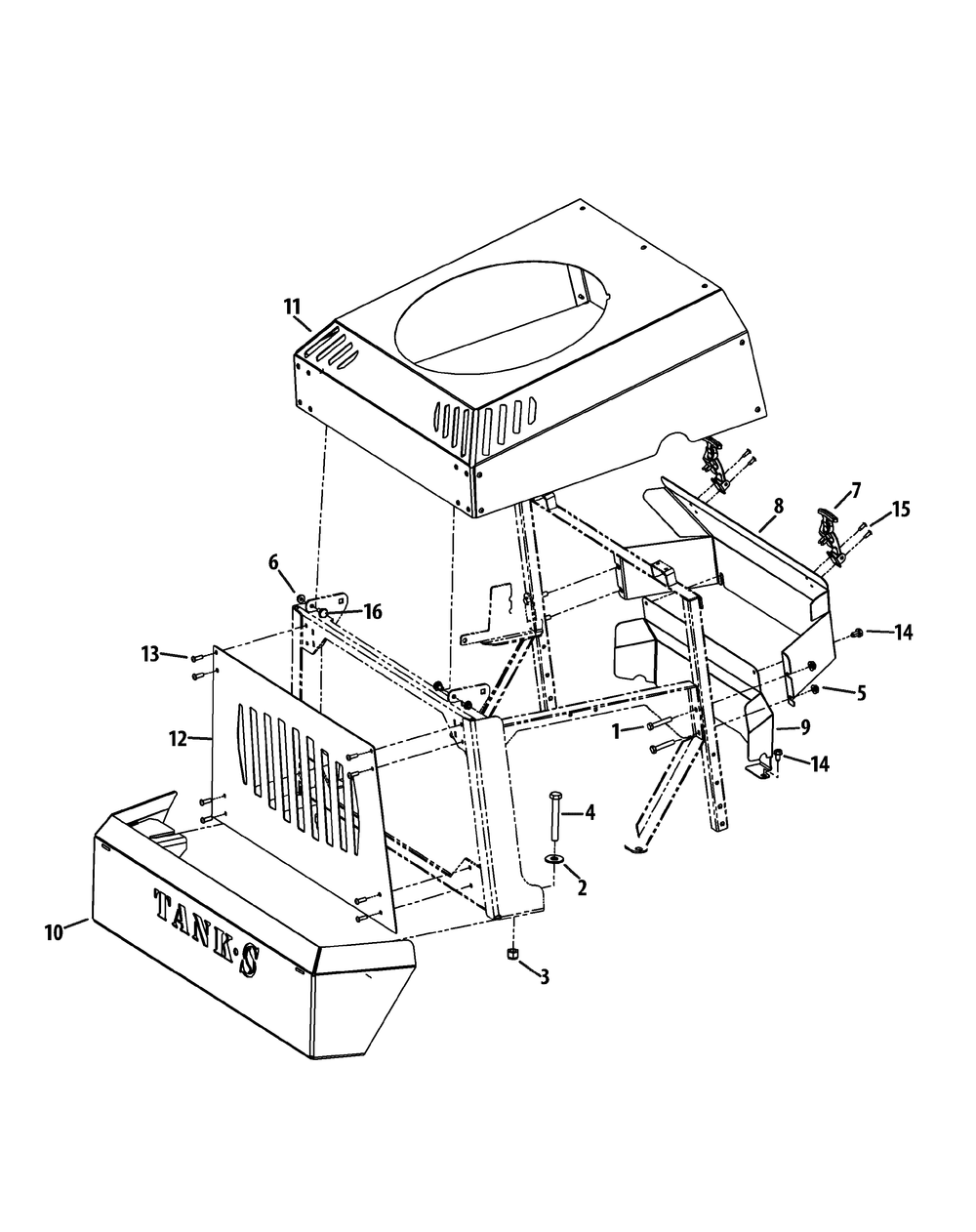 Hood And Bumper Diagram and Parts List for S7232-D 53AY8DU8050-312HP Cub Cadet Lawn Tractor